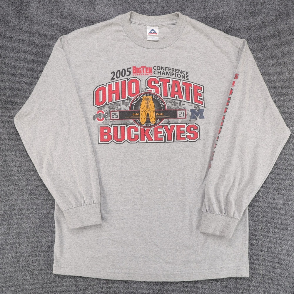 Ohio State Buckeyes 2005 Big Ten Champions Long Sleeve Shirt Mens Large Gray AAA